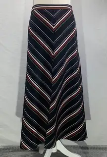 APT 9 Chevron Striped Button Detail Black Maxi Skirt Size Medium NWT