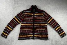Vintage Design Studio Originals Sweater Women Large Petie Full‎ Zip Knit 90s