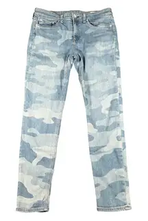 Rag‎ & Bone Womens 28 Cate Mid Rise Ankle Skinny Blue Camo Cropped Jeans
