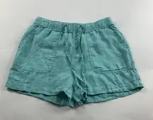 C&C California Light Aqua Linen Pull On Shorts M