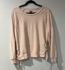 Aerie Women's  XL Pink Long Sleeve Lace Up Casual Comfort Sweater