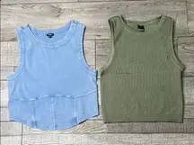 Express Tops - Light Blue and Olive Green