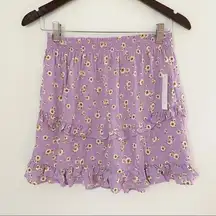 Abound Tiered Ruffle Lightweight Mini Skirt Size Medium NEW Purple/Yellow