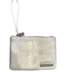 Rodan + Fields Wristlet Silver Pouch Faux Snakeskin Cosmetic Travel Case Small