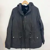 Torrid Black Fur Lined Heavyweight Anorak Hooded Cinched Jacket Coat 0X