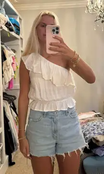 One Shoulder White Top