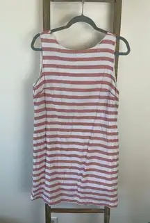 BeachLunchLounge Linen Striped Red White Shift Mini Dress | Womens M