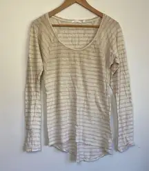 Athleta| Linen Striped Long Sleeve sz Small