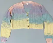 Tillys  Pastel Striped Knit Cropped Cardigan Sweater Top Blouse Size XS 🌸✨