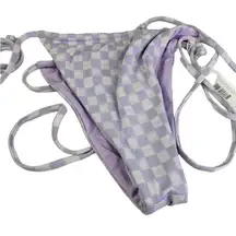 New Frankie's Bikini Tia Checkered String Bikini Bottom Light Purple White XL