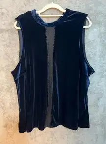 Modcloth Blouse 3X Navy Velvet Cyber Office Siren Date Night Preppy Holidays