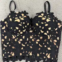 Windsor Black Floral Lace Crop Top