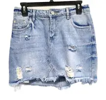 Refuge Distressed Denim Mini Skirt Size Medium