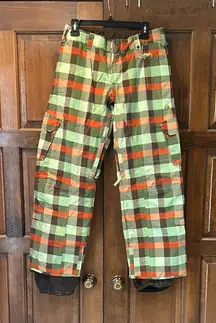 Burton Stow Cargo Pant Lined Ski Snow Board Tartan Pants Womens Size S Small