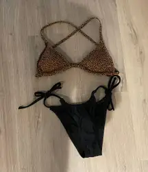 Cheetah Print And Black Bikini