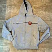 Santa Cruz, gray and black zip up hooded sweatshirt