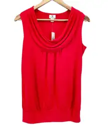 NEW‎ Worthington Womens Stretch Sleeveless Drape Cowl Neck Top Cabaret Red S