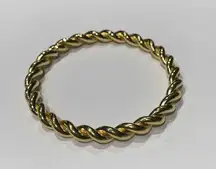 Signed  Gold Tone Heavy Twisted Costume Bangle Bracelet