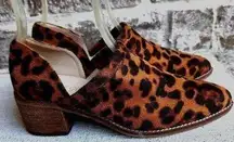 A Rider Girl Cheeta Ankle Boots Size 6 Slip On Ankle V Cut Stacked Leath…