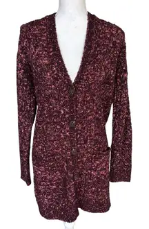 Sundance Size XS Wool Blend Cardigan Sweater Plum Pink Marled Knit Pockets