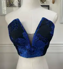 Ellie Wilde Formal Bandeau Crop Top Bustier Cobalt Blue Black 4