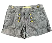 Denim Shorts Gold Button Detail Size 4 Coastal Cowgirl Beach Vacation Summer