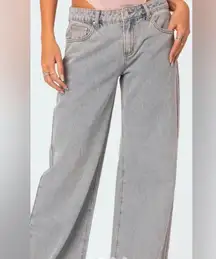 edikted PacSun light wash mid rise wide-leg jeans w/ pink bows; size M