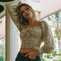 WITH JÉAN Fonda Top, Pansies, Medium