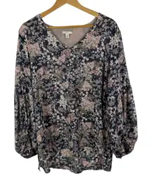 Cato Est 1946 Floral Chiffon Blouse Size 14/16W Lightweight Sheer Boho FLAWS