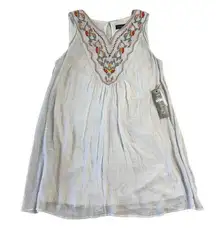 Luxology NWT Women's Flowy Dress Medium White with Embroidered Flowers