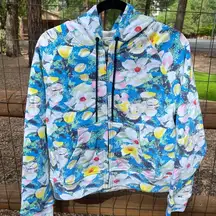 NWT KENZO Paris Floral 100% Cotton Zip Up Jacket Sweatshirt Hoodie, Size Large