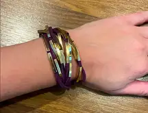 2/$15❤️❤️Purple & gold leather boho bracelet