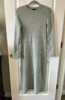 Zara Dress Women Small gray Italian Yarn Sweater Fitted Wool Blend Stretch long