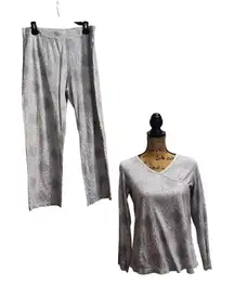 Amadora by Cuddledown L Cotton Pajama Set Floral Sleepwear Lounge Set