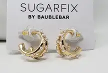 BaubleBar NWT Sugarfix by  Gold-Tone Pearl Embellished Hoop Post Earrings Women's