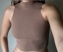 brown turtleneck tank top