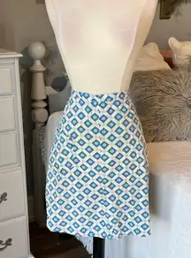 Vintage Apron Family Heirloom Tie Back Waist Blue Geometric Handmade