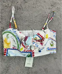 NWT Joie California Cocktail‎ Print Tie Front Crop Top Summer Beach Size 6 Y2K