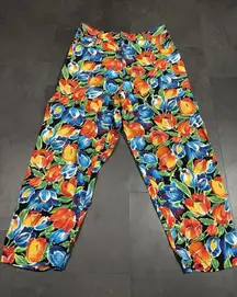 VTG GAP Pants Women's 11/12 Floral Abstract Cotton‎ Canvas Japan Made D-65