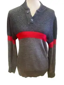 Unbranded Wool Blend Vintage Gray and Red Striped Sweater Made in the USA Size S