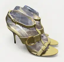 Dolce & Gabbana Women's Beige Leather Gold Buckle Strappy Heels Size 40 Italy