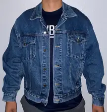 Hero Vintage Dark Wash Streetwear Jean Jacket Size Medium