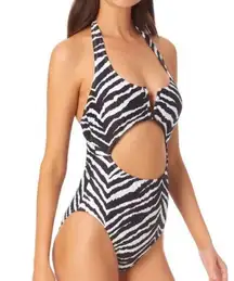 Macy’s Exclusive California Waves Swimsuit Zebra Print Cutout One Piece - L