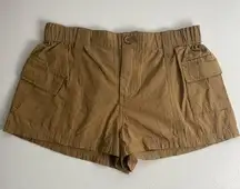 PaperMoon  Sz S Pull On Khaki Cargo Shorts Brown NWT Stretch 100% Cotton Neutral