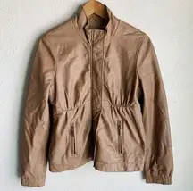 Leather Utility Jacket Tan Sz Small