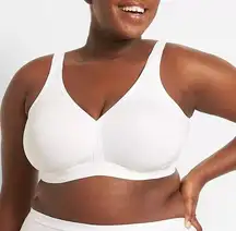 Cacique Bra White Cotton Wire-free Bra Sz 44D EUC