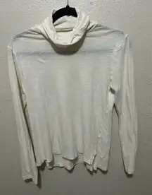 Madewell Whisper Cotton Turtleneck Tee Size Small Cream/ Off White