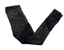 L’urv Leopard Print Black Leggings with Mesh Insets Size Small Activewear Gym