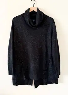 Kaari Blue Turtle Neck Tunic Sweater in Dark Gray with White Specks Size S