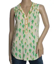 ModCloth Cafe au Soleil White and Cactus Tank